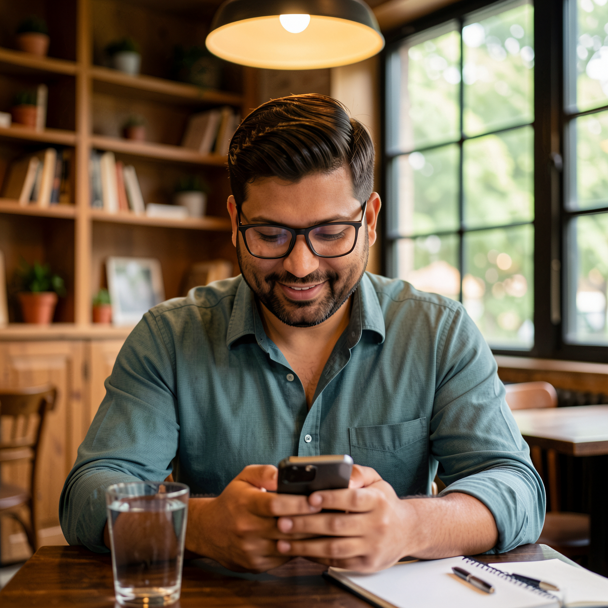 Small business owner using technology